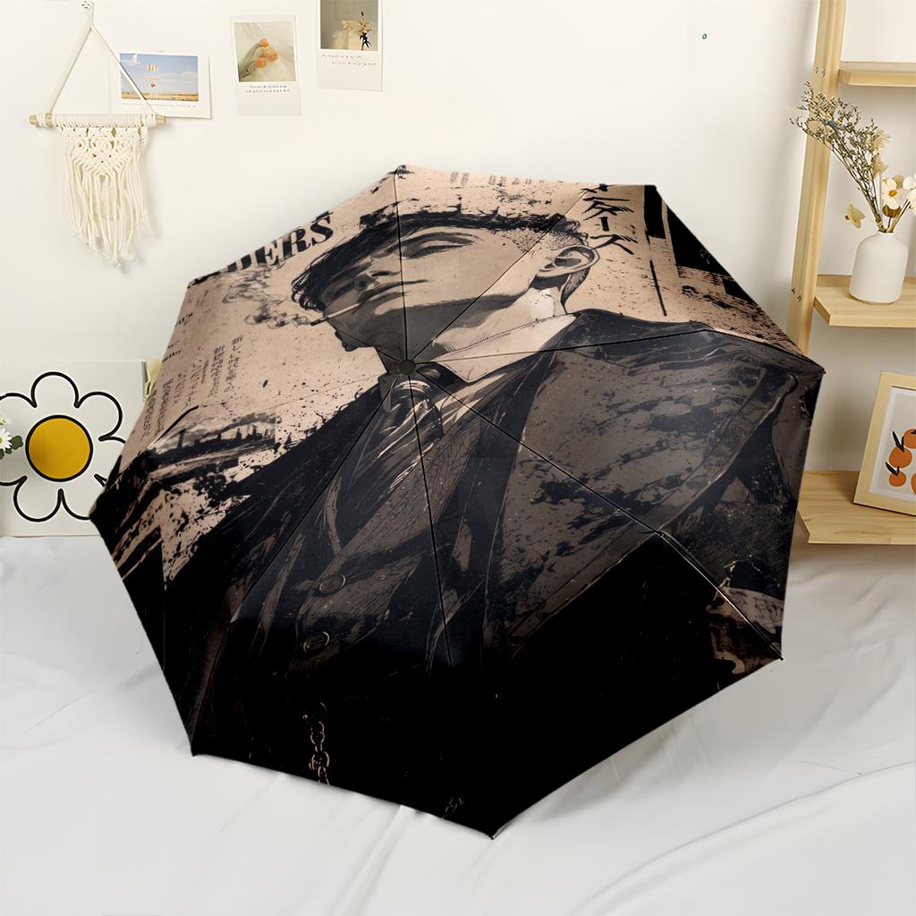 Football Player Action Compact Travel Automatic Umbrella Compact & Durable 8-Rib Design Durable Plastic & Iron All-Season Umbrella for Travel