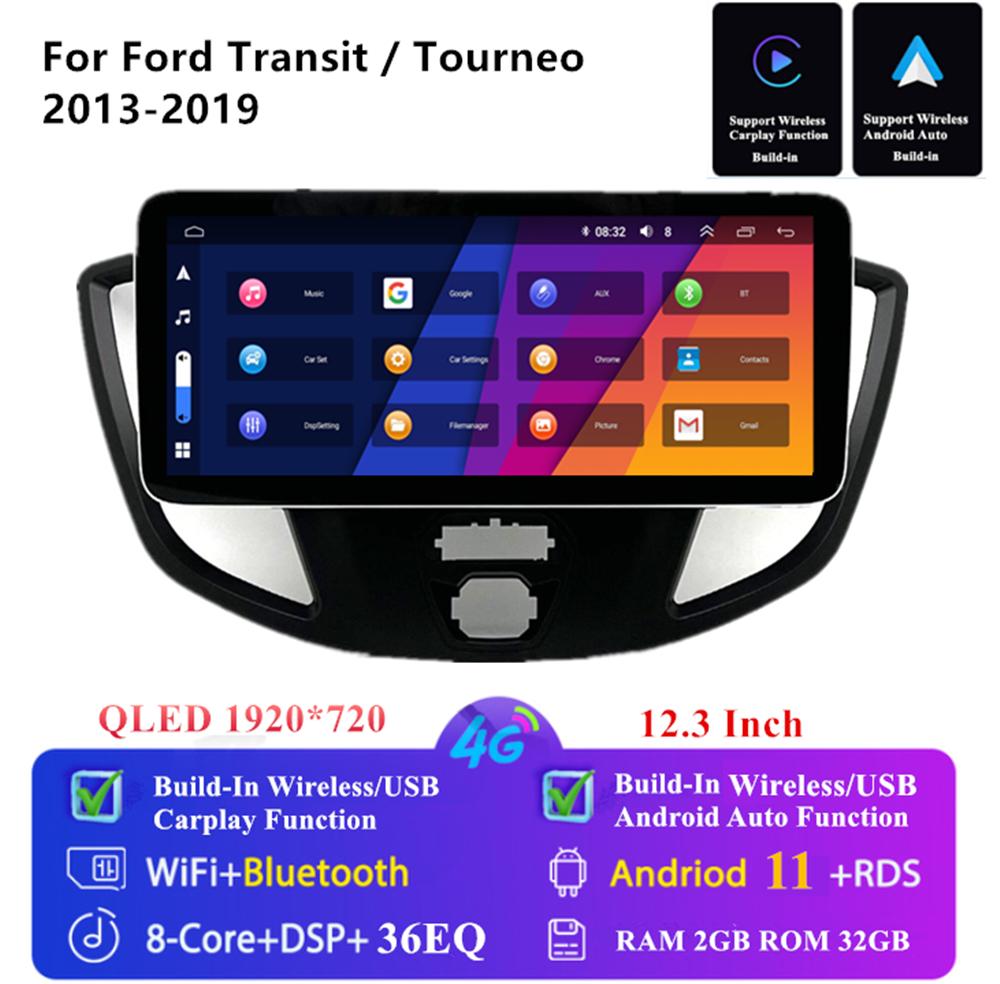 12.3'' Android Stereo Radio GPS For Ford Transit Tourneo Custom 2013-19 Carplay