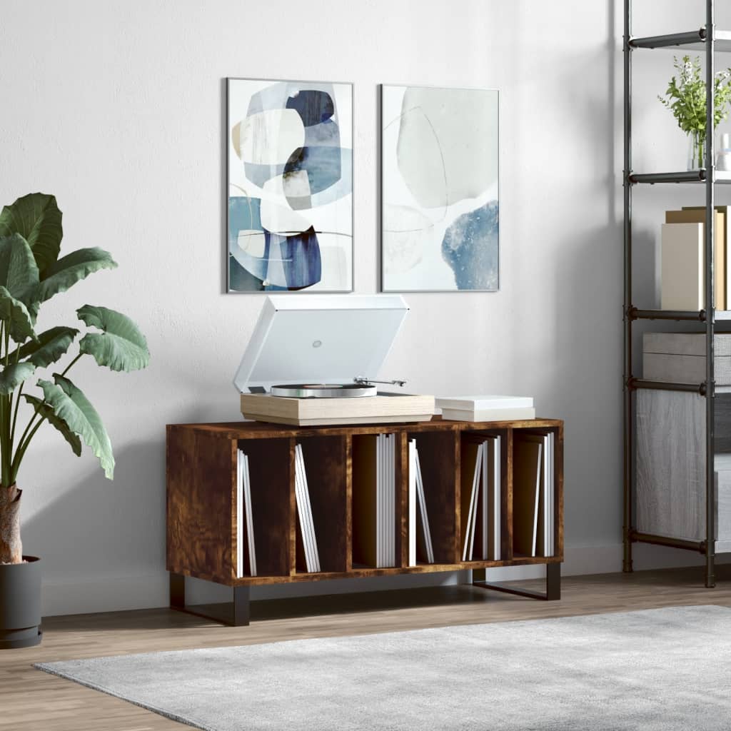Record Cabinet Smoked Oak 100x38x48 cm Wood Based Panel