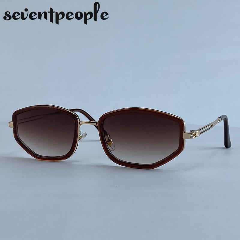 Classic Polygon Sunglasses Women  Luxury Brand Trendy Metal Small Frame Sun Glasses Vintage Driving Shades For Ladies UV400