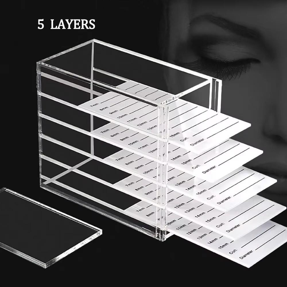 1/5 Layers Eyelash Extensions Storage Box Lash Stripes Tile Dust-proof Cover Lash Holder Transparent Display Stand