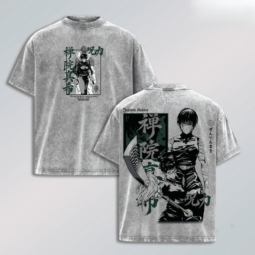 Zenin Maki Jujutsu Kaisen T-shirt Anime Gothic Washed Y2k T Shirt Men's Unisex Clothing Summer Short Sleeve Cotton Tees Tops