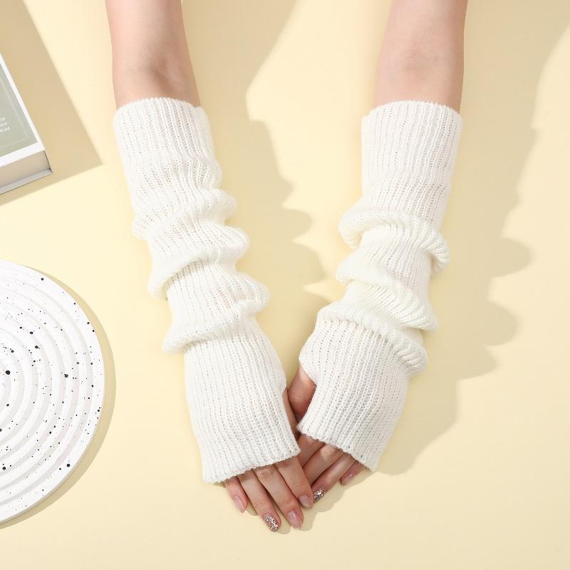 Botvotee Arm Warmers Free Shipping Sleeves for Women Y2k Accessories Knit Warm Winter Extend Sleeves Fingerless Gloves Black