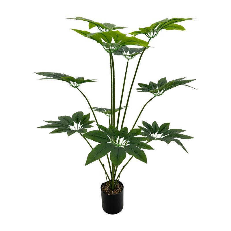 Tropical Nordic-Style Umbrella Leaf Faux Bonsai for Home Décor