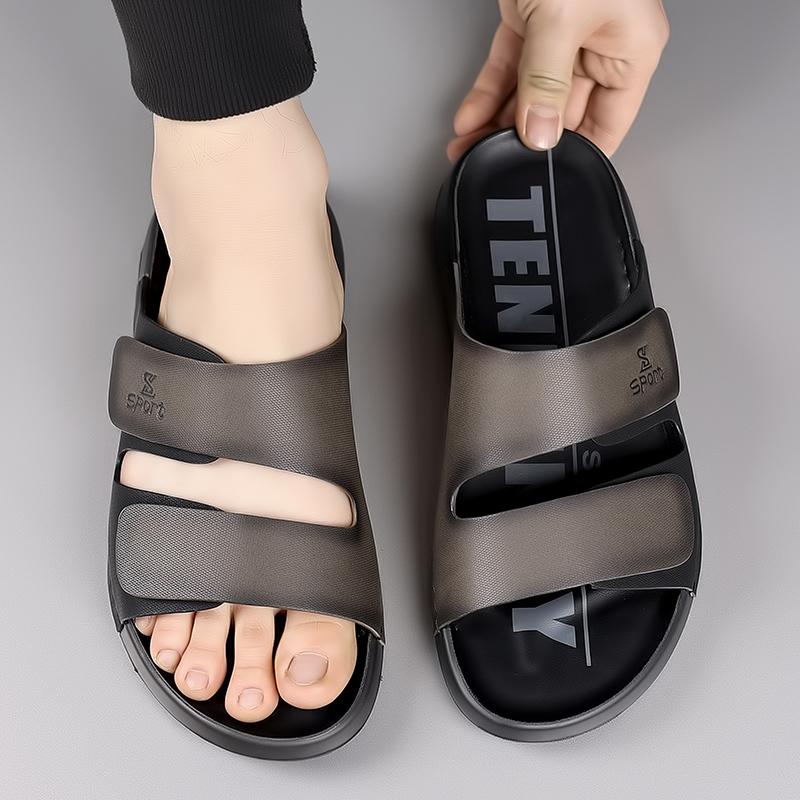 Summer Men Thick Bottom Slippers Leather High-quality Comfort Home Beach Vacation Slippers Casual Outdoor Breathable Beach Shoes