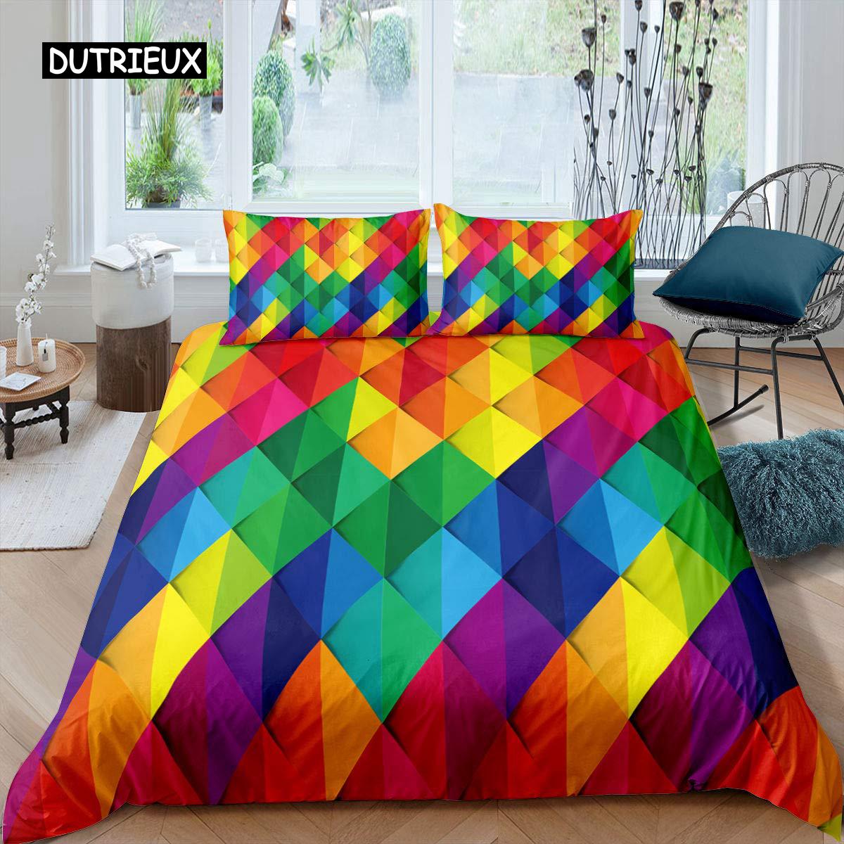 

Comforter Red Glowing Polygonal Grid Pattern Bedding Set 135×200 With 260×220 Black Blanket Comforter (quilt)-EU Single(135*200cm)3pcs