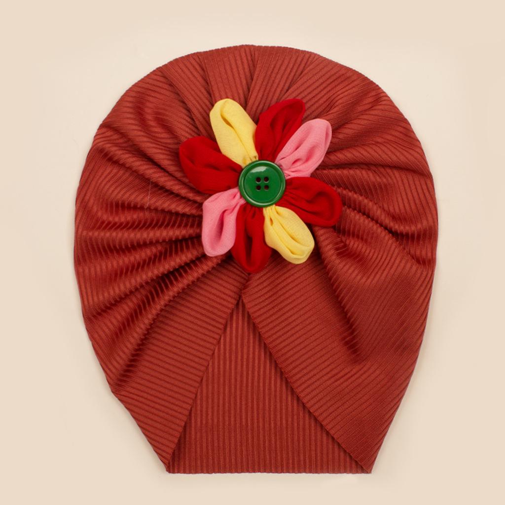 Colorful Floral Baby Girl Pullover Hat with Soft Elastic