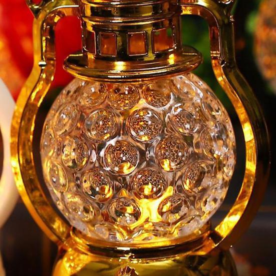 Night Lamp Vintage Simulation Flame Honeycomb Shape Decorative Plastic Christmas Decorations Wind Lantern for Home