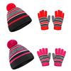 Winter Kids Hat And Gloves Set for Boys Girls Toddler Knitted Pompom Hat And Gloves Set Thick Warm Fleece Lined Accessories for Cold Weather