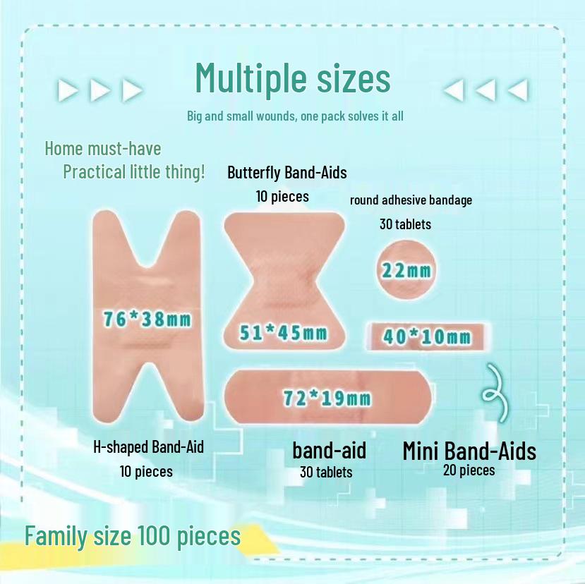 Cerotti in PE Impermeabili e Traspiranti: Adesivi per ferite assortiti a forma di punta di dito e irregolare in varie dimensioni