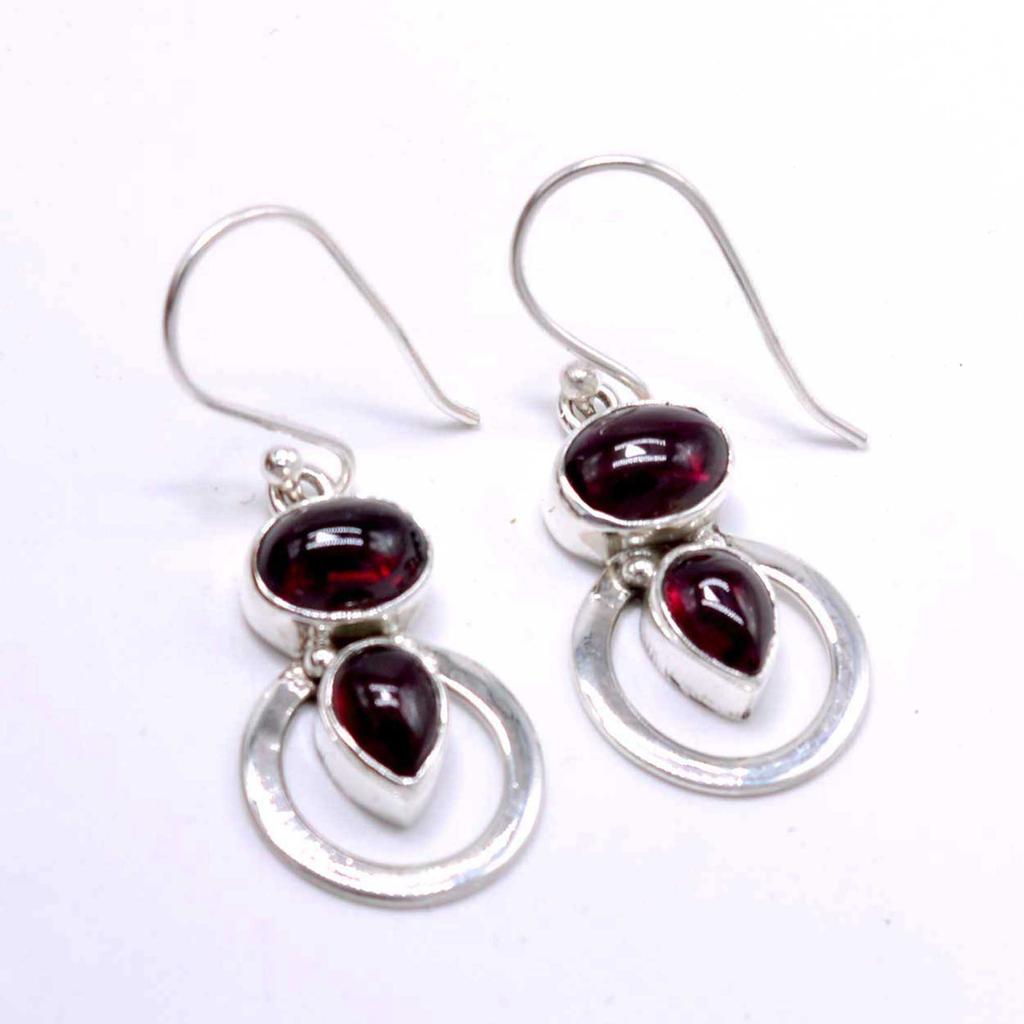 Ruby 925 Sterling Silver Earrings, Pear & Oval Gemstone Handmade  Multi Stone Earrings, Gift For her