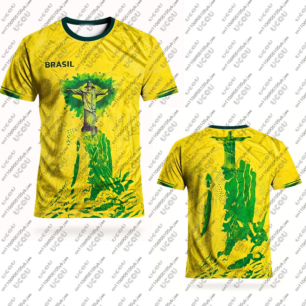 

Men Clothes Kids Male Boy Quick-drying Training Breathable T Shirt Tee Sports Biarritz Top Gift Brazilian Soccer Jersey Football 6XL