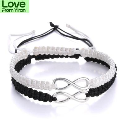 2 pezzi Nuovo set di braccialetti retrò Infinity fatti a mano Set di braccialetti dell'amicizia Set di braccialetti e braccialetti per coppie d'amore Set di gioielli Infinity