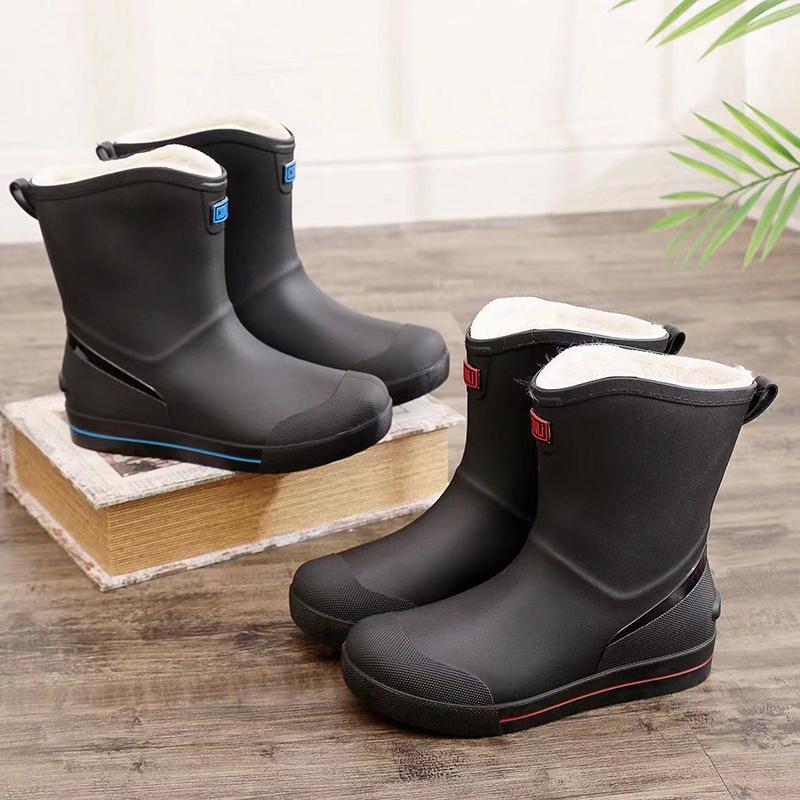 Outdoor Non-slip Fishing Rain Boots New Men's Fashion Mid-calf PVC Rain Boots Short Barrel Medium Barrel Waterproof Rain Boots