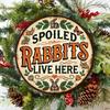 Spoiled Rabbit Lives Here Round Vintage Metal Sign Iron Wall Decor Home Kitchen Cafe