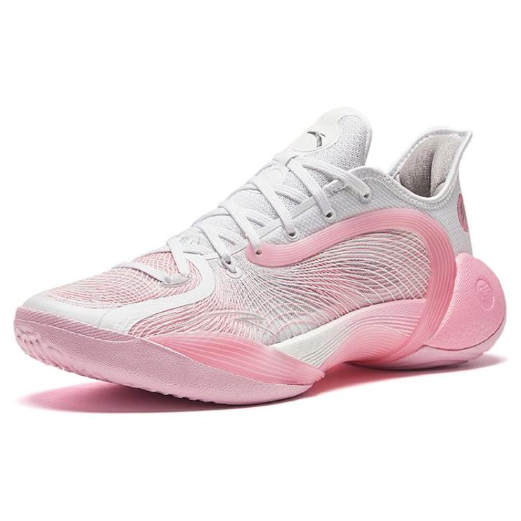New Anta Three Points Of Rain 2 Generations Shock Absorbers Slip Resistant Low Top Basketball Shoes Men's Pink Lake 912511106S-2