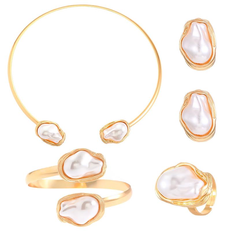 Metal Open Necklace Ins Style Shaped Simple Simple Europe The United States Pearl Collar Commuter Style Multi Style
