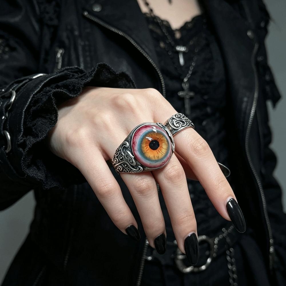 Resin Realistic Eyeball Rings Carving Patterns Realistic Bloodshot Eye Band Ring Women