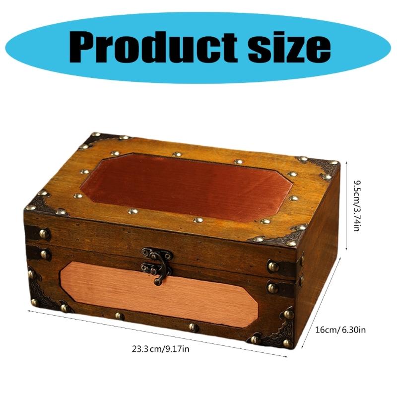 Vintage Wooden Keepsakes Chest with Lock Mechanism Antique Jewelry Storage Box Lockable Small Accessories Container