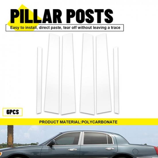 Fits For Lincoln Town Car 1998-11 Post Chrome Pillar 6X Door Window Trim Cover B