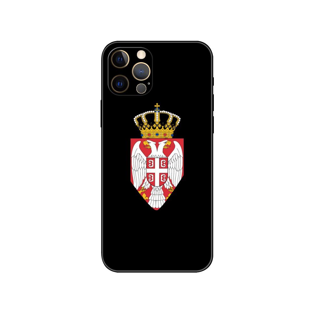 Serbia Flag Phone Case for Iphone 14 Se 6 6s 7 8 Plus X 10 XR XS 11 12 13 Mini Pro MAX Black Tpu Back Cover