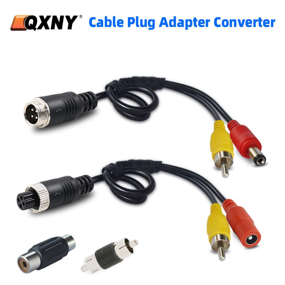 QXNY 4Pin Aviation Head Male/Female to RCA AV/Female DC Multiple Cable Plug Adapter Converter For Car Rear Camera Monitor