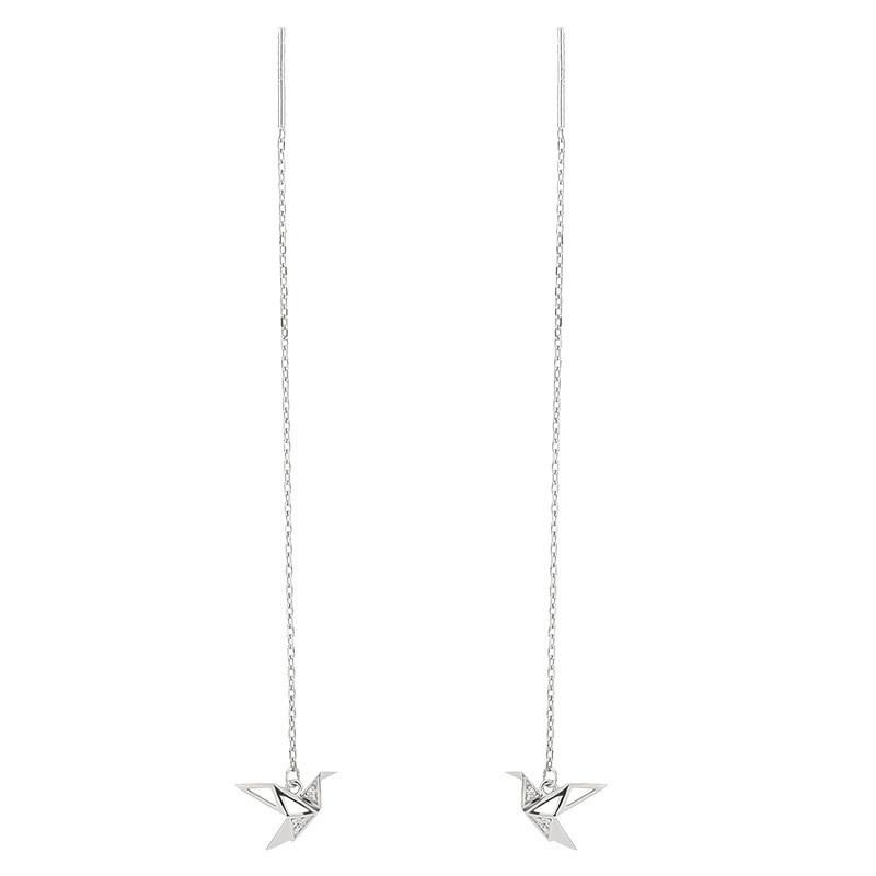 Diamond Sparkling Yixuan Origami Crane Ear Threader Popular Chain Element Design