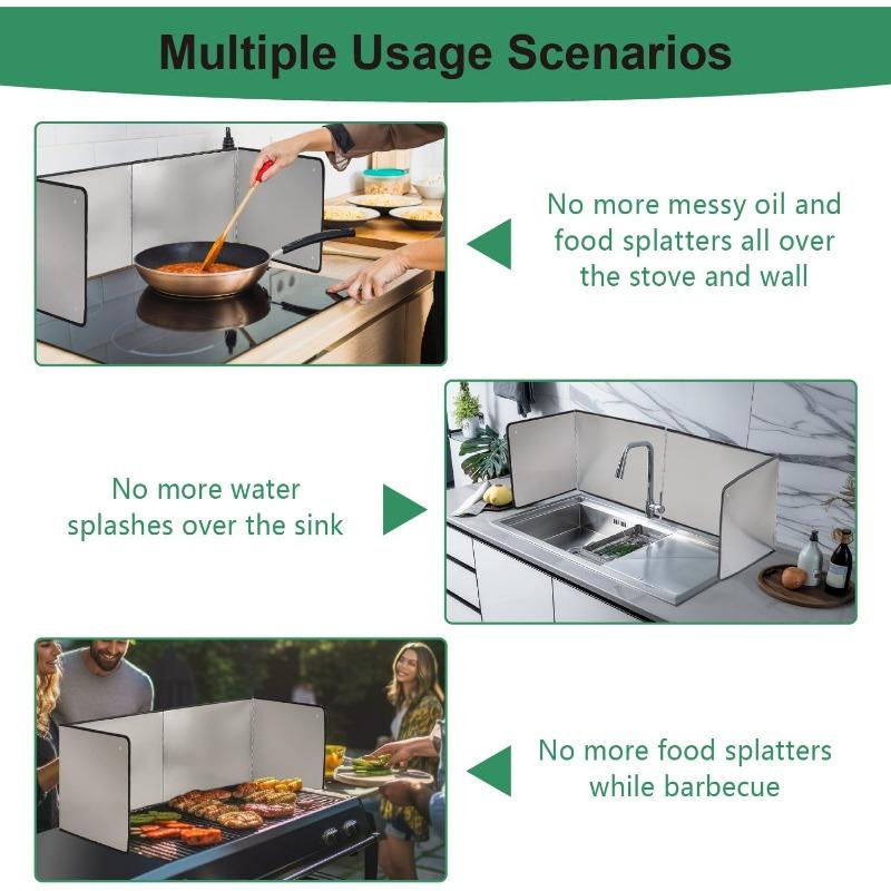 Oil Baffle Foldable Kitchen Gas Stove Baffle Oil Splash Protection Plate Splash Protection Screen Heat-resistant Kitchen