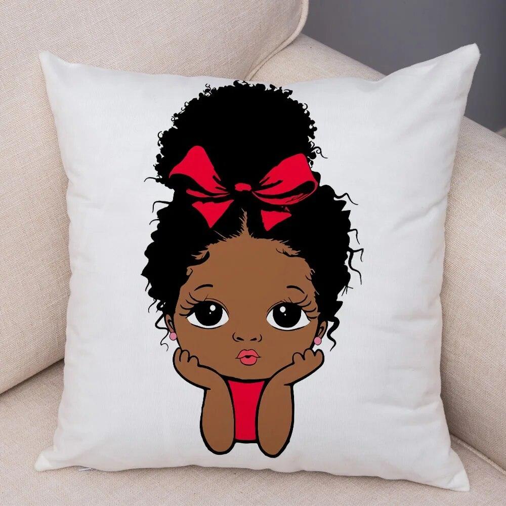 Home Decor African Baby Sofa Cushion Cover Bedroom Home Kids Room Decor Cute Cartoon Girl Pillowcase