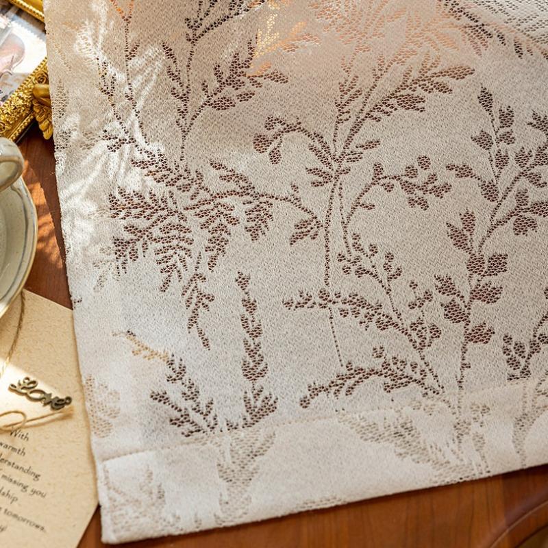Sweet Style White Lace Window Edge Short Curtain, Pole Bag Style, Transparent Short Curtain French Style Cotton Light-transmitting Fabric Rodless