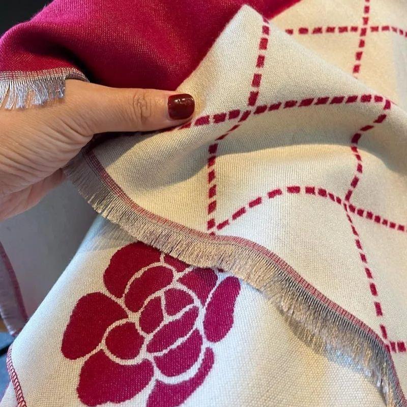 Elegant Women Camellia Soft Pashmina Scarf Long Shawl Wraps Autumn Winter Neckerchief Spring Summer Travel Cape Echarpe