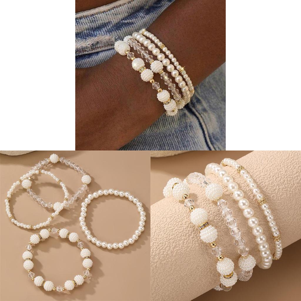 Bohemian Fashion Elegant Pearl Beaded Bracelet Set For Women Gift Jewelry