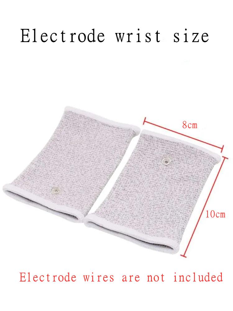 

Wrist electrodes, suitable for use with an electric pulse massager as a muscle stimulator.