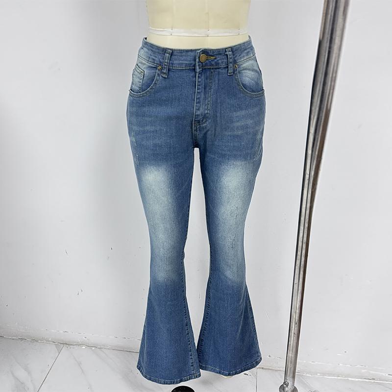 Hochelastische Schlagjeans mit hoher Taille und Hüfthebung für Damen, Pendelmode, Denimhosen für Frühling und Sommer