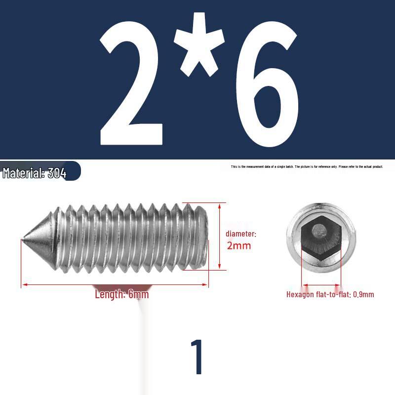 12.9 Edelstahl 304 Innensechskant Kegelspitze Gewindestift M2/M3