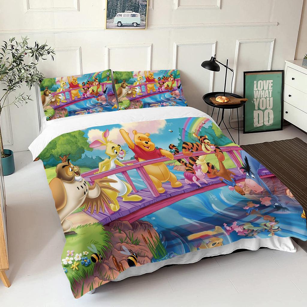 Winnie The Pooh Bear Bedding Set Duvet Cover Queen With Pillowcase 3d Children'S Bedding Set Universal Suitable For Children