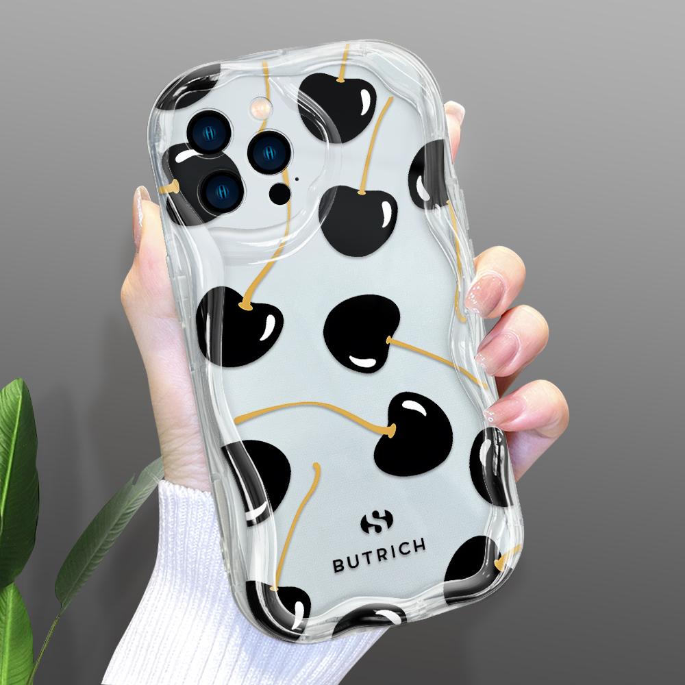 Cartoon Pattern Cream Texture Casing Wavy Edge Soft Silicone Cover Phone Case for IPhone Samsung Huawei Honor Xiaomi Redmi OPPO Realme Vivo Infinix