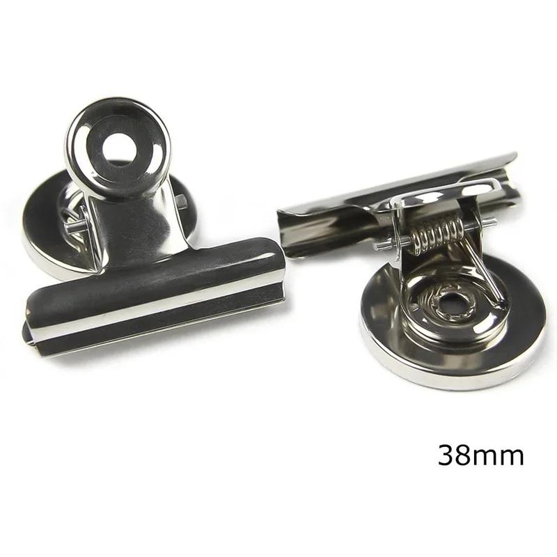 New 2Pcs Metal Round Fridge Magnetic Sticker Clips Fridge Wall Memo Note Message Binders Clamp Holder Whiteboard Magnet Colorful