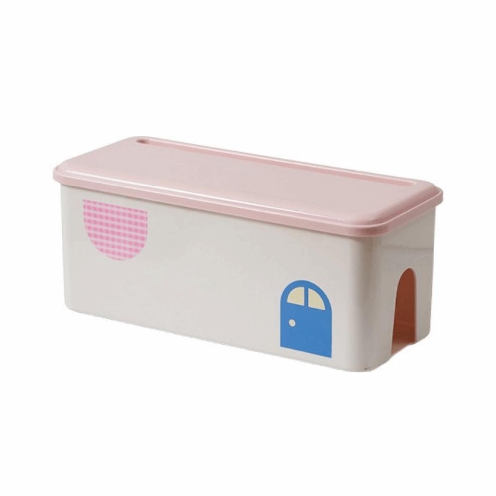 

Large Capacity Data Cable Storage Box Plastic Socket Storage Box Wire Management Box for TV Wires розовый