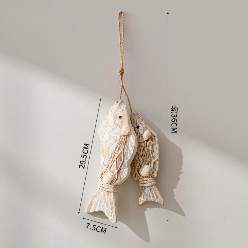 Mediterranean Fish Pendant Handmade Solid Wood Fish String Wall Decoration Wall Decoration Simulation Fish String Decoration