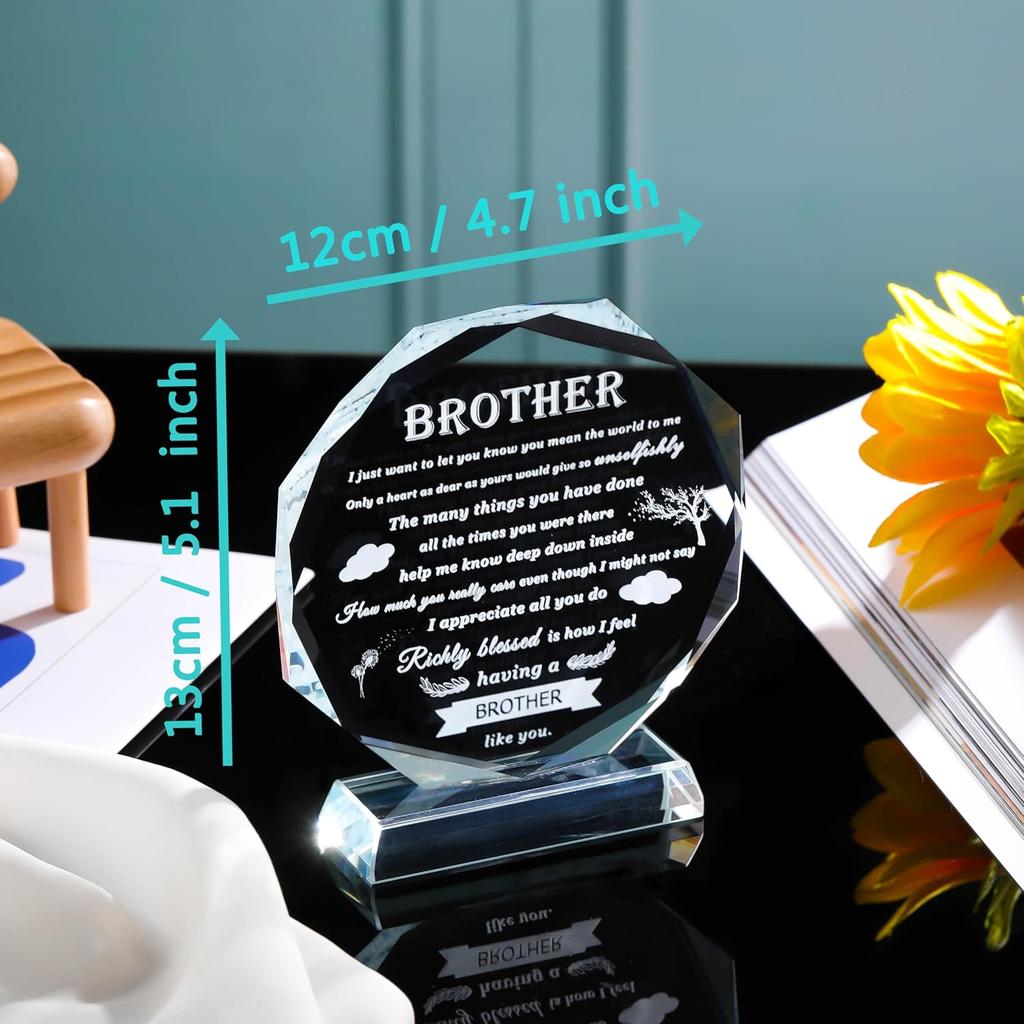 Gifts for Brother Crystal Brother Gifts From Sister Birthday Gifts for Brother Crystal Keepsake for Birthday Father's Day, Valentine’s Day, and