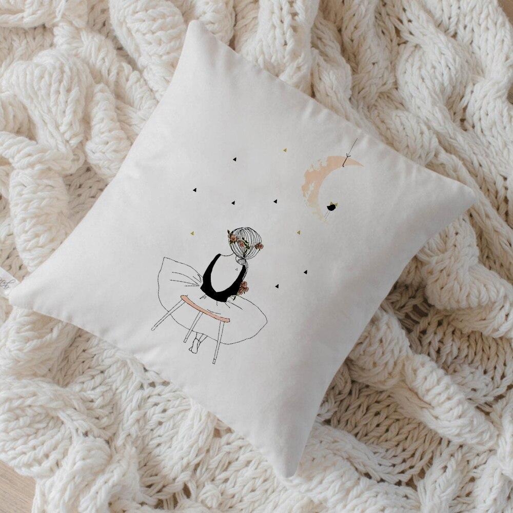 Розовый стиль в скандинавском стиле розовый балетный чехол для подушки для девочек декоративная наволочка декоративная подушка для домашнего декора диванная подушка для спальни 45x45 см 450mm450mm 569₽