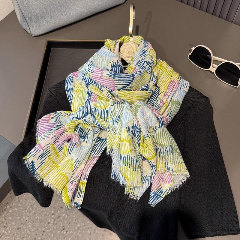 Winter Fashion Ombre Geometric Fringe Viscose Shawls Scarf High Quality Wrap Pashmina Stole Bufandas Muslim Hijab 180*90Cm