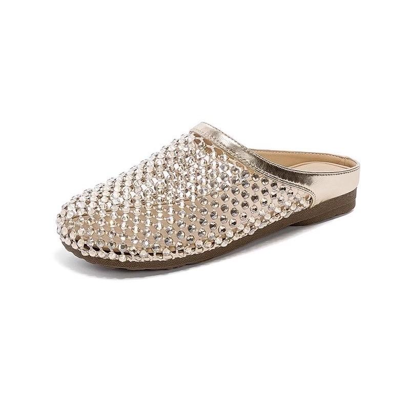 Fashion 2025 Summer New Flat Fashion Woven Cutout Sandals Women's Casual Baotou Soft Sole Roman Shoes