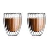 652F Pack of 2 High Borosilicate Double Wall Glass Cup Heat Resistant Insulated Design Mug for Office and Home Use