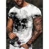 Summer Round Neck 3D Skull Print Top Fashionable Casual Short Sleeved Men's T-shirts