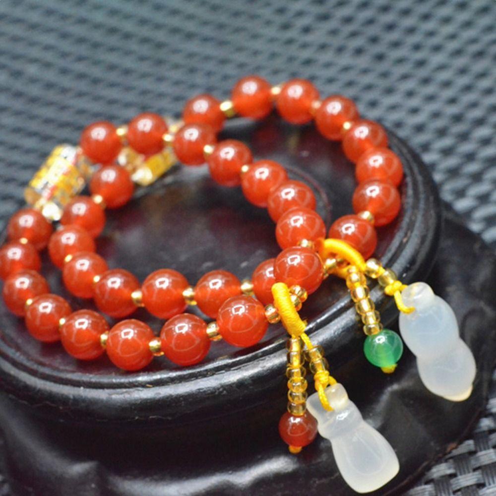 

Simple Round Bead Bracelet Fashion Chalcedony Pendant Unique Red Agate Beaded Bracelets Women 01