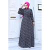 Ruffle Detailed Floral Viscose Dress Tsd240614 Black