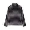 Women's Striped High-Neck Long-Sleeve T-Shirt