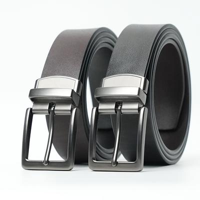 New High End Cowhide Belt for Men for Middle Aged and Young Casual Rotating Pin Buckle Belt Fashionable Genuine Leather Jeans Belt for Men